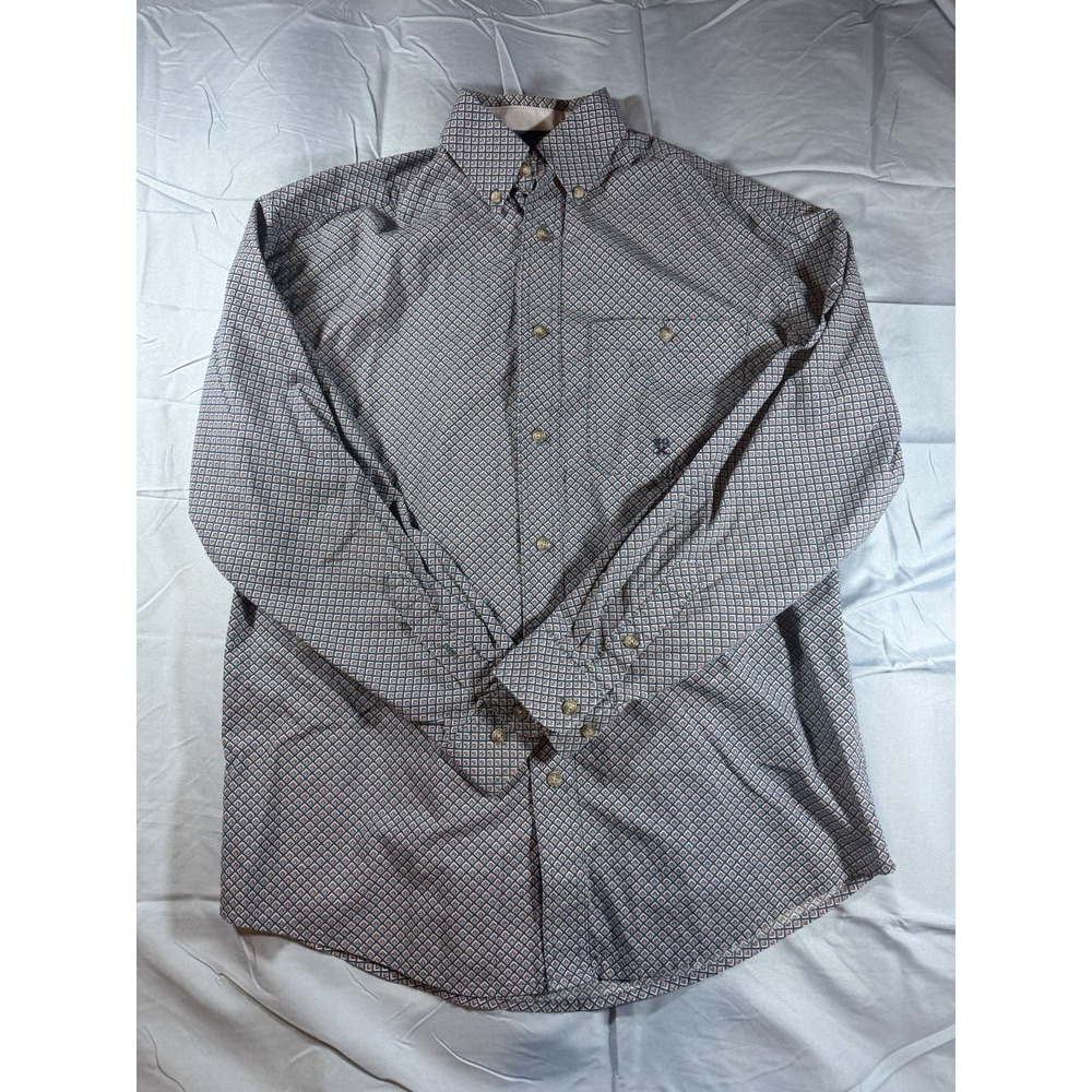 Wrangler 20x Men's Long Sleeve Button Up Size Medium Blue Pattern